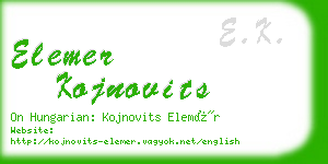 elemer kojnovits business card